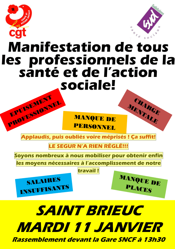 TRACT - Manifestation du 11 janvier 2022 de tous les professionnels de la santé et de l’action sociale